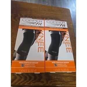 2 Copper Fit Freedom Knee Compression Sleeve Copper Infused Large 14"-16" NIB